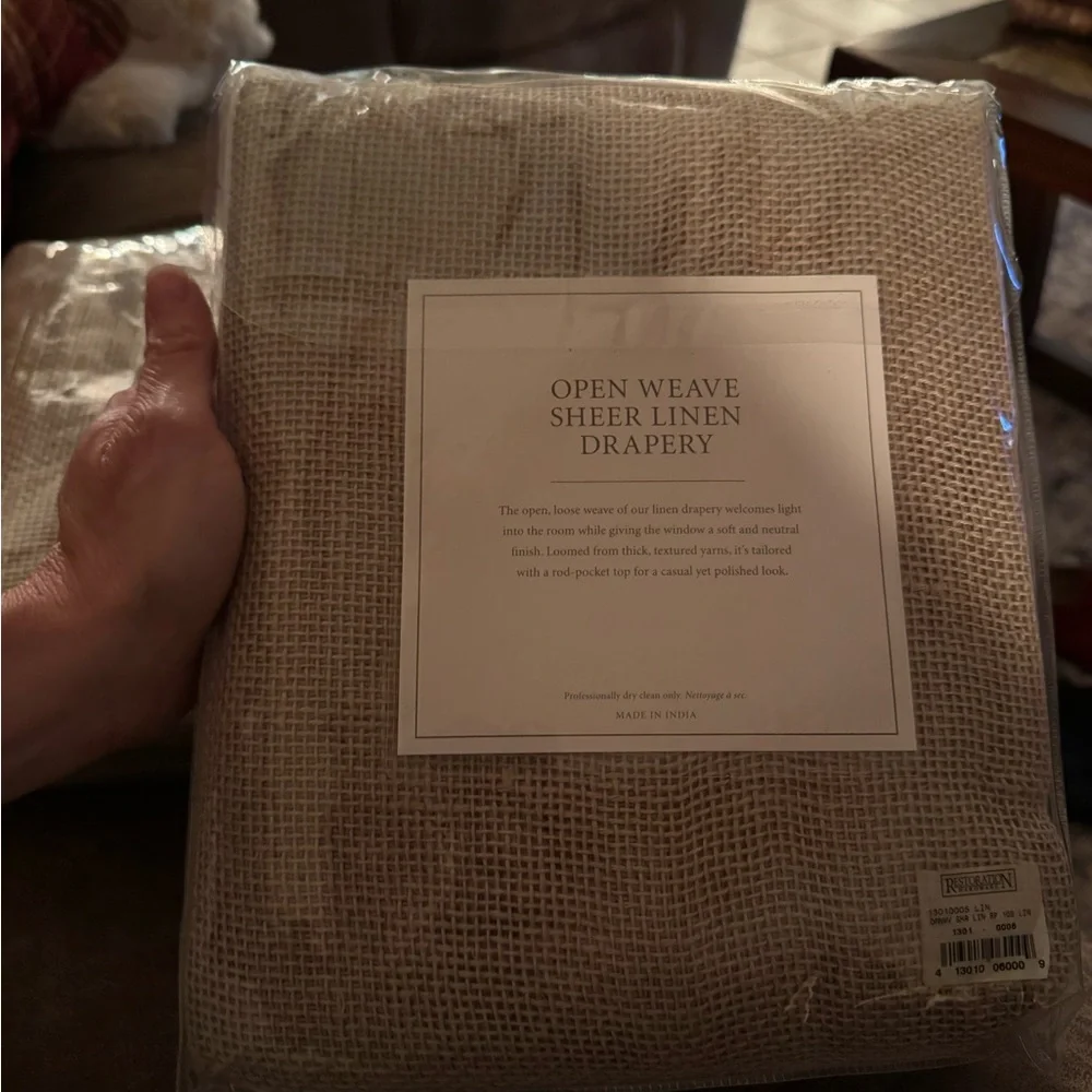Pair2 New Restoration Hardware Open Weave Linen Drapery Rod Pocket 50X108